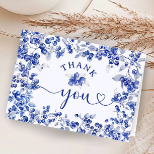 BlueBerry Baby Shower Blue Folded Thank You Cards