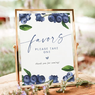 Blueberry Baby Shower Favours Table Sign