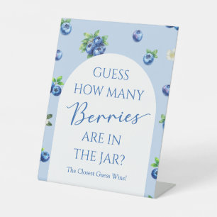 Blueberry Baby Shower Guess How Many Berries Game Pedestal Sign
