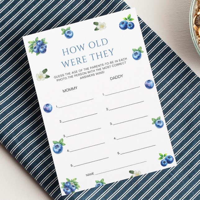 Blueberry Baby Shower How Old Were They Game Card (Creator Uploaded)