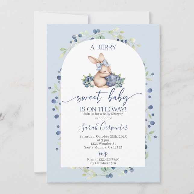 Blueberry Baby Shower Invitation (Front)
