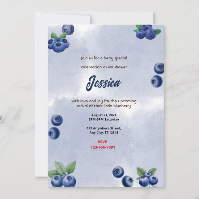 Blueberry Baby Shower Invitation (Front)