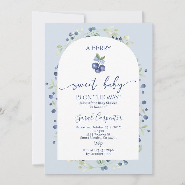Blueberry Baby Shower Invitation (Front)