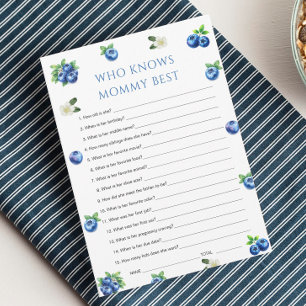 Blueberry Baby Shower Who Knows Mommy Best Game Invitation