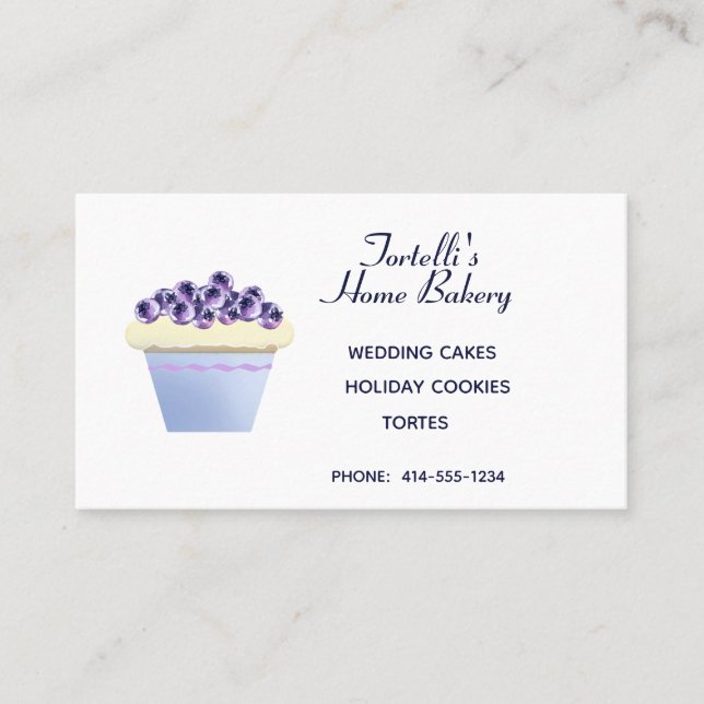 Blueberry Bakery Cupcake Business Card (Front)
