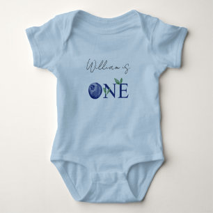 Blueberry berry first birthday boy baby bodysuit