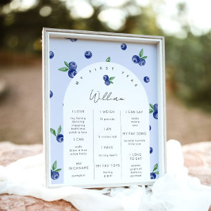 Blueberry Berry first boy birthday party milestone Poster