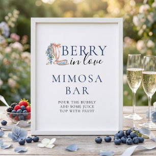 Blueberry Berry In Love Mimosa Bar Bridal Shower Poster