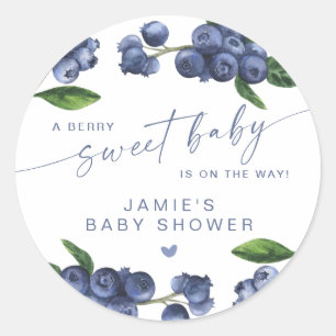 Blueberry Berry Sweet Baby Baby Shower Classic Round Sticker