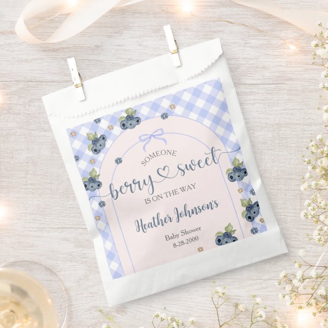 Blueberry Berry Sweet Baby Boy Baby Shower Favour Bags (Clipped)