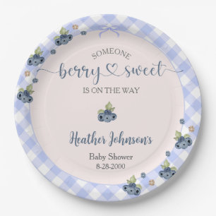 Blueberry Berry Sweet Baby Boy Baby Shower Paper Plate