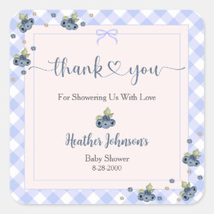 Blueberry Berry Sweet Baby Boy Baby Shower Square Sticker