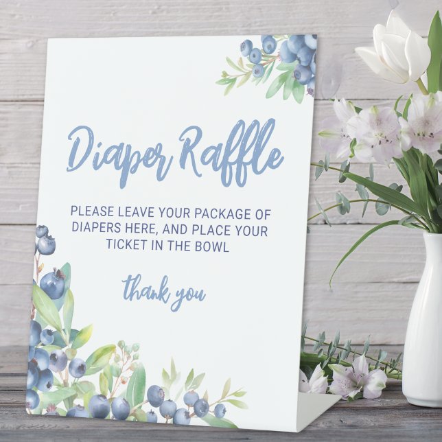 Blueberry Berry Sweet Baby Shower Diaper Raffle Pedestal Sign (Blueberry Berry Sweet Baby Shower Diaper Raffle Pedestal Sign)