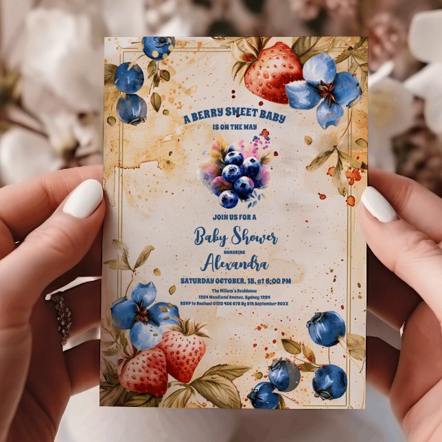 Blueberry Berry sweet baby shower Invitation (Creator Uploaded)