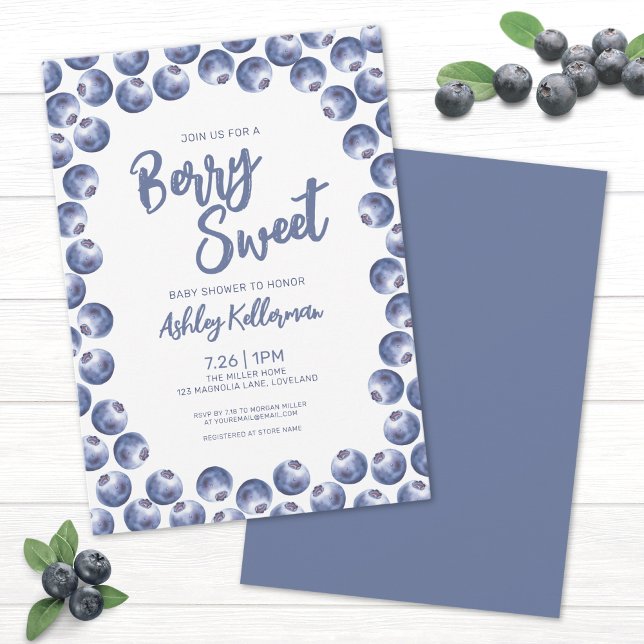 Blueberry Berry Sweet Baby Shower Invitation (Blueberry Berry Sweet Baby Shower Invitation)