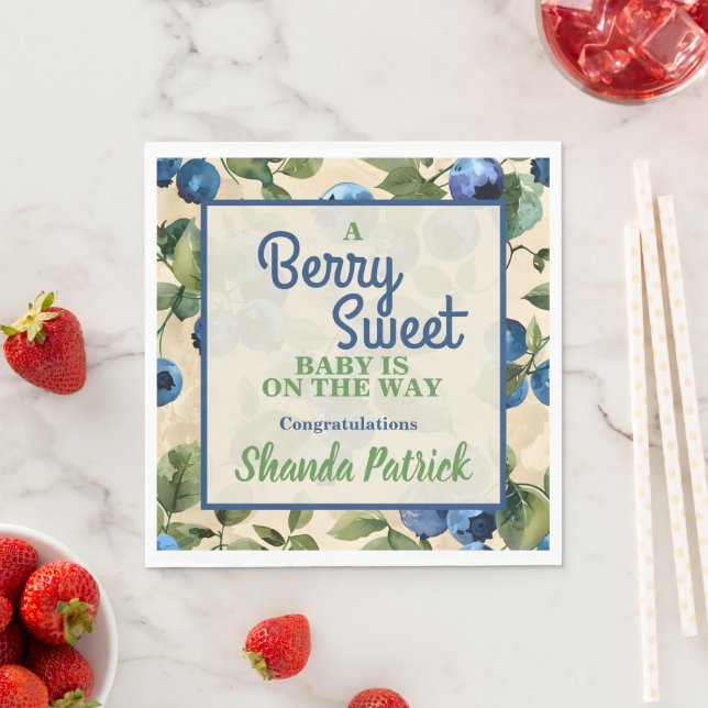 Blueberry Berry Sweet Baby Shower Napkin (Insitu)