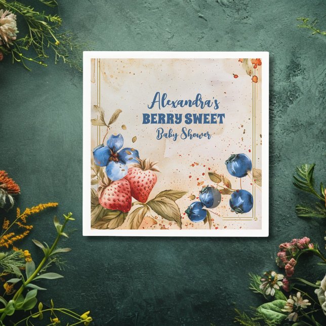 Blueberry Berry Sweet Baby Shower Napkin (Creator Uploaded)