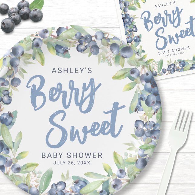 Blueberry Berry Sweet Baby Shower Paper Plate (Paper Plate )