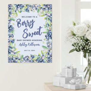Blueberry Berry Sweet Baby Shower Welcome Sign