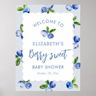Blueberry Berry Sweet Boy Baby Shower Welcome Sign