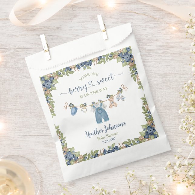 Blueberry Berry Sweet Clothesline Baby Shower Favour Bags (Clipped)