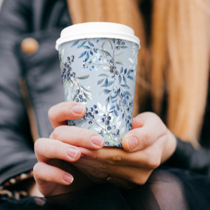 Blueberry Berry Watercolor Pattern Paper Cups