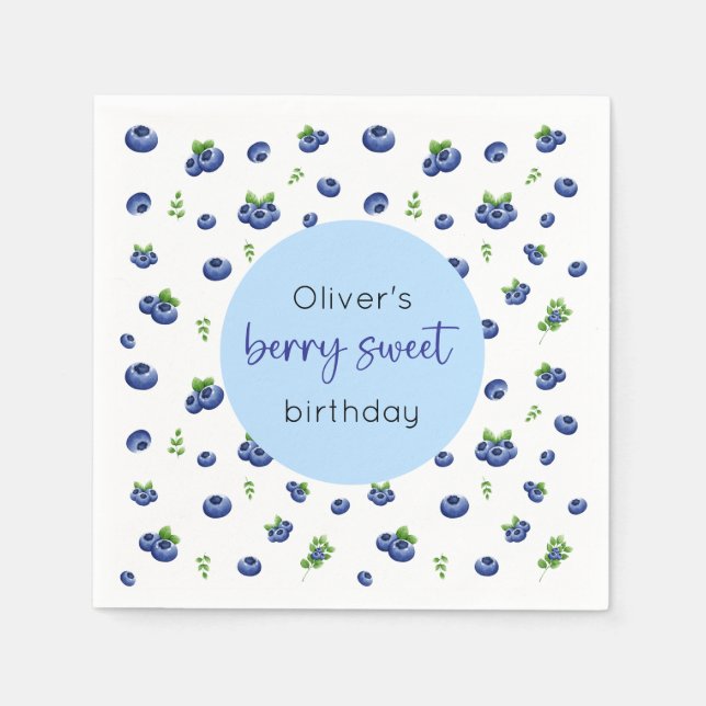 Blueberry Birthday Berry Sweet Napkin (Front)