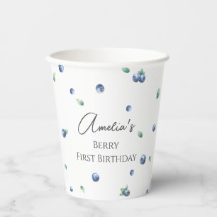 Blueberry Birthday Party Berry Sweet Watercolor Paper Cups