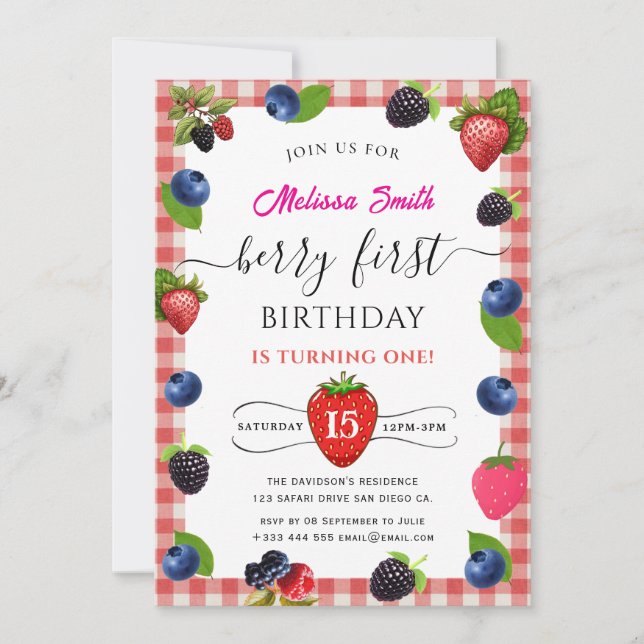 Blueberry Birthday Party Invitation (Front)