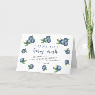 Blueberry birthday party thank you berry much card