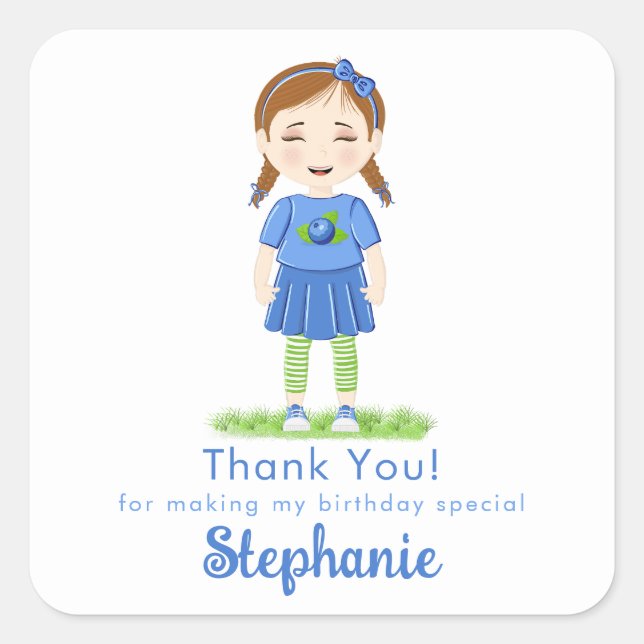 Blueberry Birthday  Square Sticker (Front)