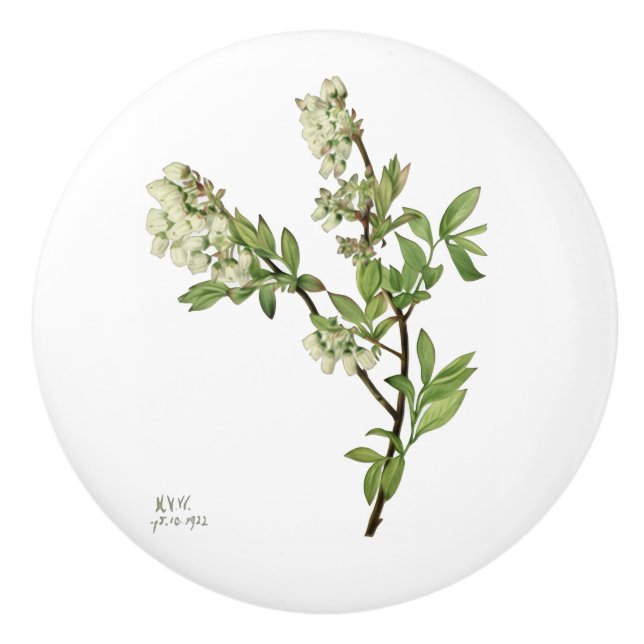 Blueberry blossom ceramic knob (Front)