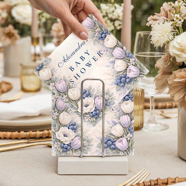 Blueberry Blossom Garden Baby Shower Napkin (Creator Uploaded)