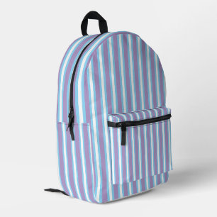 Blueberry Blue and Grape Violet Stripes Printed Backpack