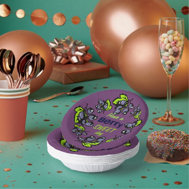 Blueberry Blueberries Berries Fruits Graphics Paper Plate (Multi)