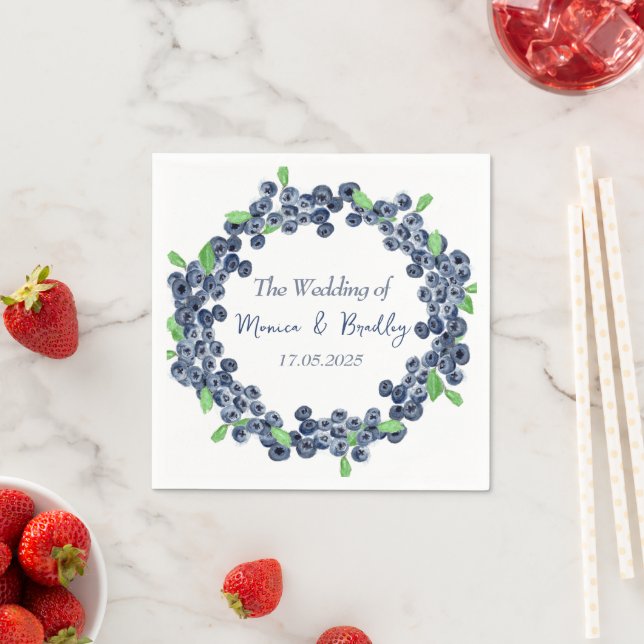 Blueberry Blueberries Fruits Summer Wedding Napkin (Insitu)