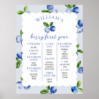 Blueberry Boy 1st Year Milestone Poster