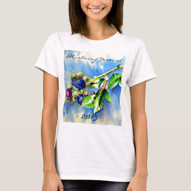 Blueberry branch, watercolor painting T-Shirt (Front)