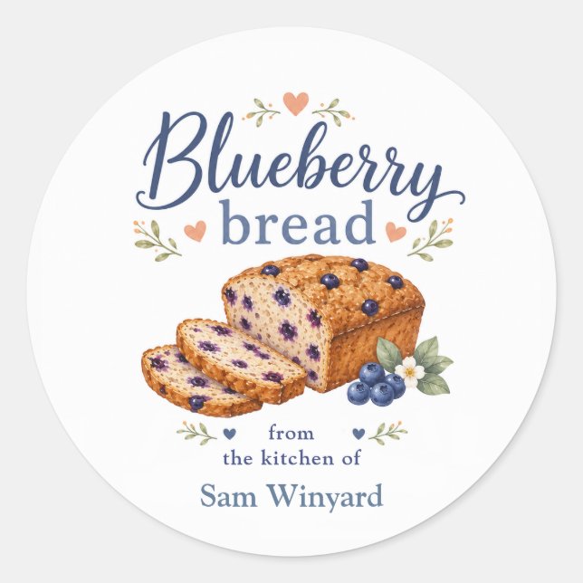 Blueberry Bread Homemade Baking Label (Front)