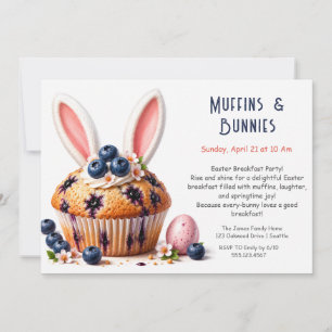 Blueberry Bunny Muffin Easter Breakfast Party  Invitation