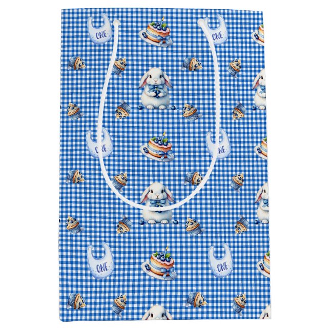 Blueberry Bunny’s First Birthday Bash! Medium Gift Bag (Front)