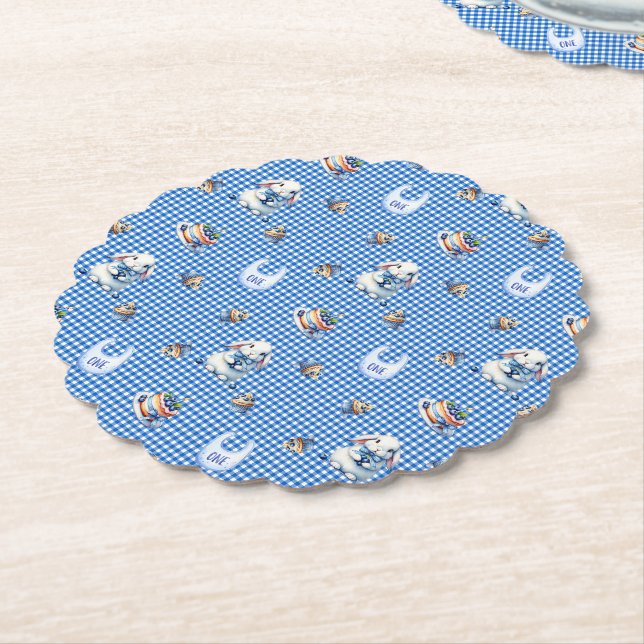 Blueberry Bunny’s First Birthday Bash! Paper Coaster (Angled)