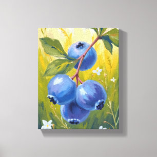 Blueberry Bush   Fruit Watercolor Painting Canvas Print