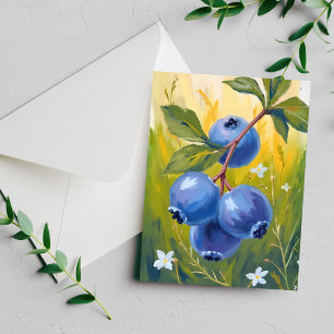 Blueberry Bush   Fruit Watercolor Painting Card