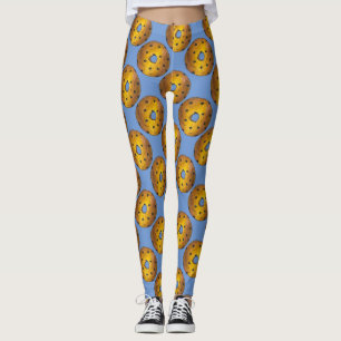 Blueberry Cake Blue Doughnut Doughnut Foodie Leggi Leggings