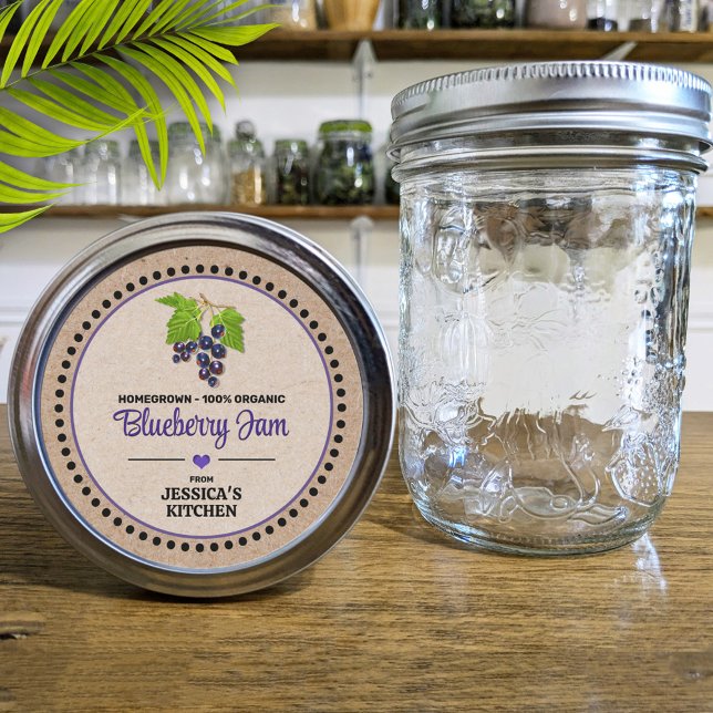 Blueberry Canning Jar Kraft Paper Style Label (Creator Uploaded)