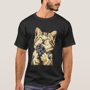 Blueberry Cat Portrait Watercolor Animal Art Blueb T-Shirt