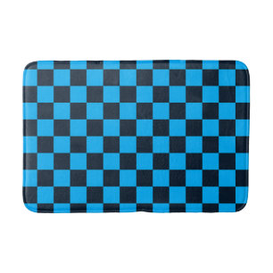 Blueberry checkered pattern bath mat