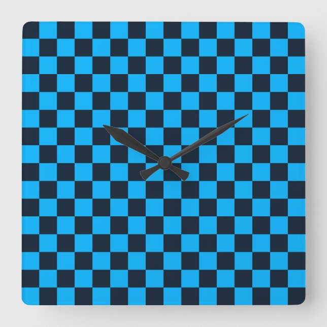 Blueberry checkered pattern square wall clock (Front)
