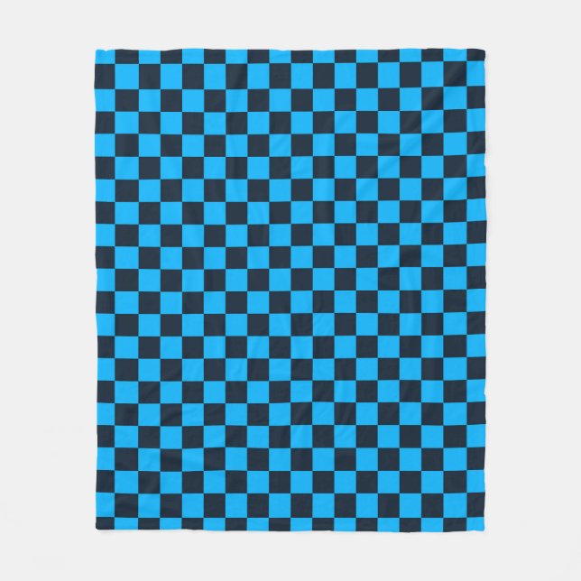 Blueberry chequered pattern fleece blanket (Front)